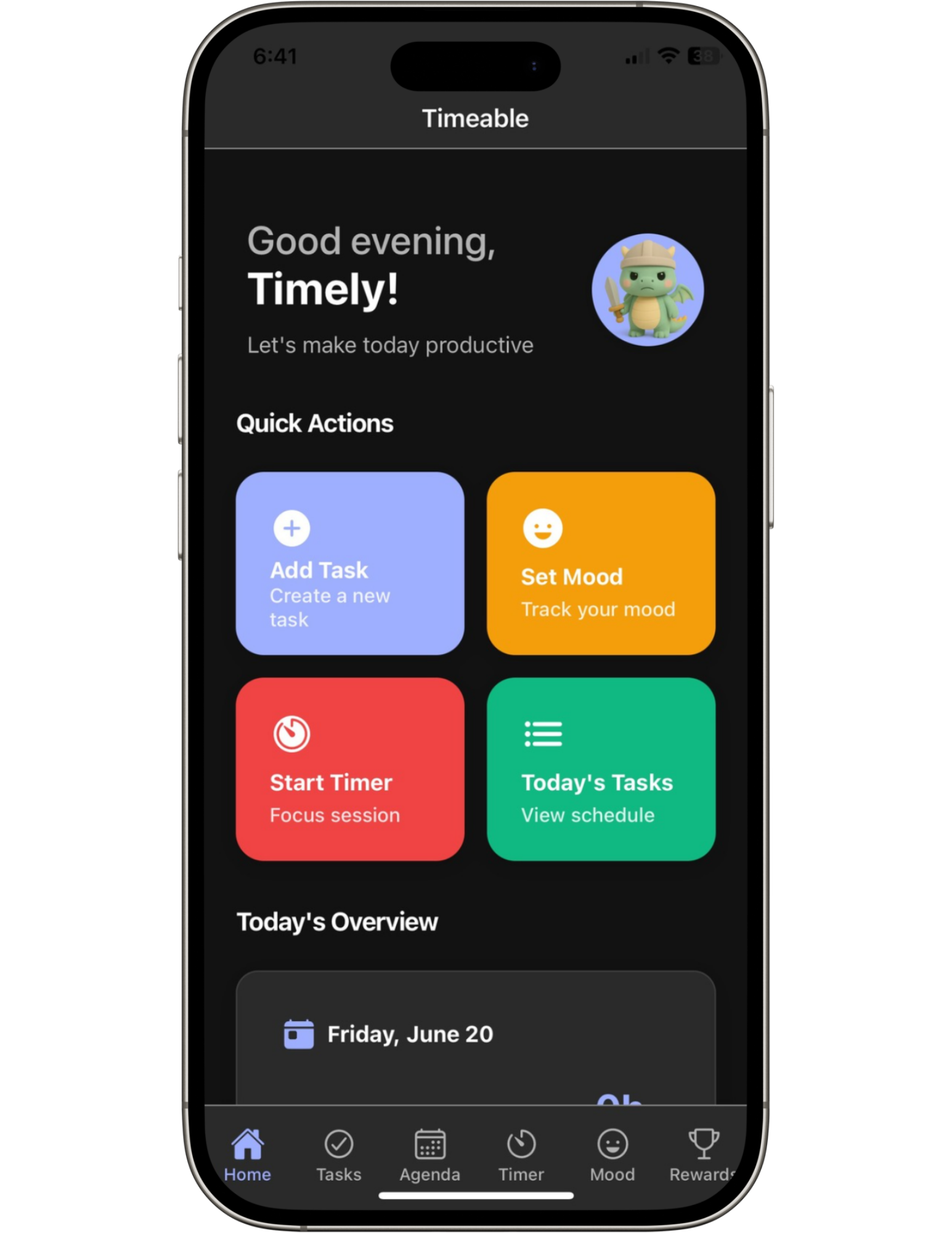 Timeable Dark Mode Interface